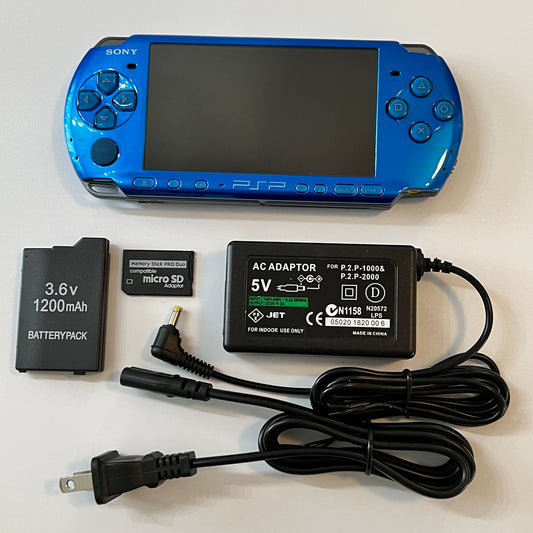 Vibrant Blue Sony PSP 3000 Bundle (New Shell)