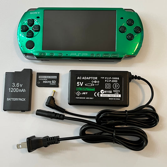 Green Sony PSP 3000 Bundle (New Shell)