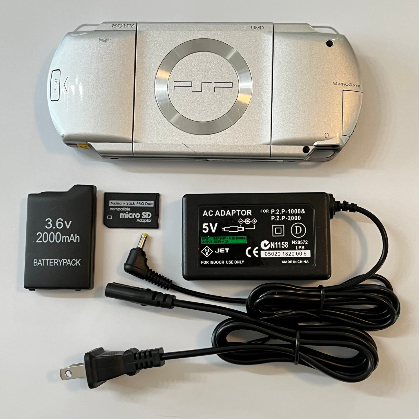 Silver Sony PSP 1000 Bundle (IPS screen) – Everything PSP